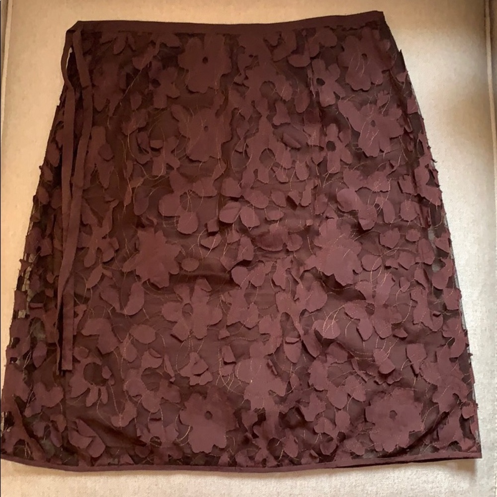 Max Studio Brown Stitched Flower Skirt